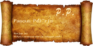 Pascus Páris névjegykártya